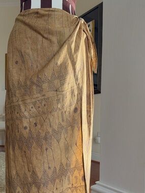 VTG Lauren Ralph Lauren Womens Maxi Tie Wrap Skirt 100% Linen 12 Boho Aztec